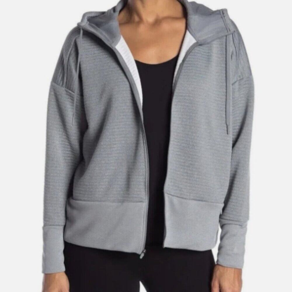 Nike Dri Fit Gray Full-Zip Logo Training Hoodie Loose AH8971-065 - Small